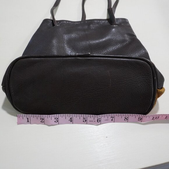 Suede / leather color block front side purse long shoulder straps - Picture 3 of 8